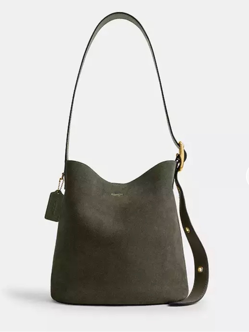 Coach Black Suede Bucket Tote with Gold Logo - Picture 1 of 5